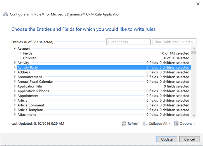 Select Entities and Fields Select Entities and Fields