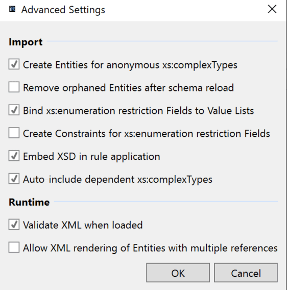Advanced Settings for Schema Binding Advanced Settings for Schema Binding