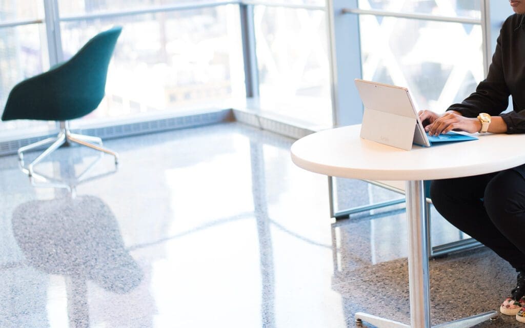 person typing on computer