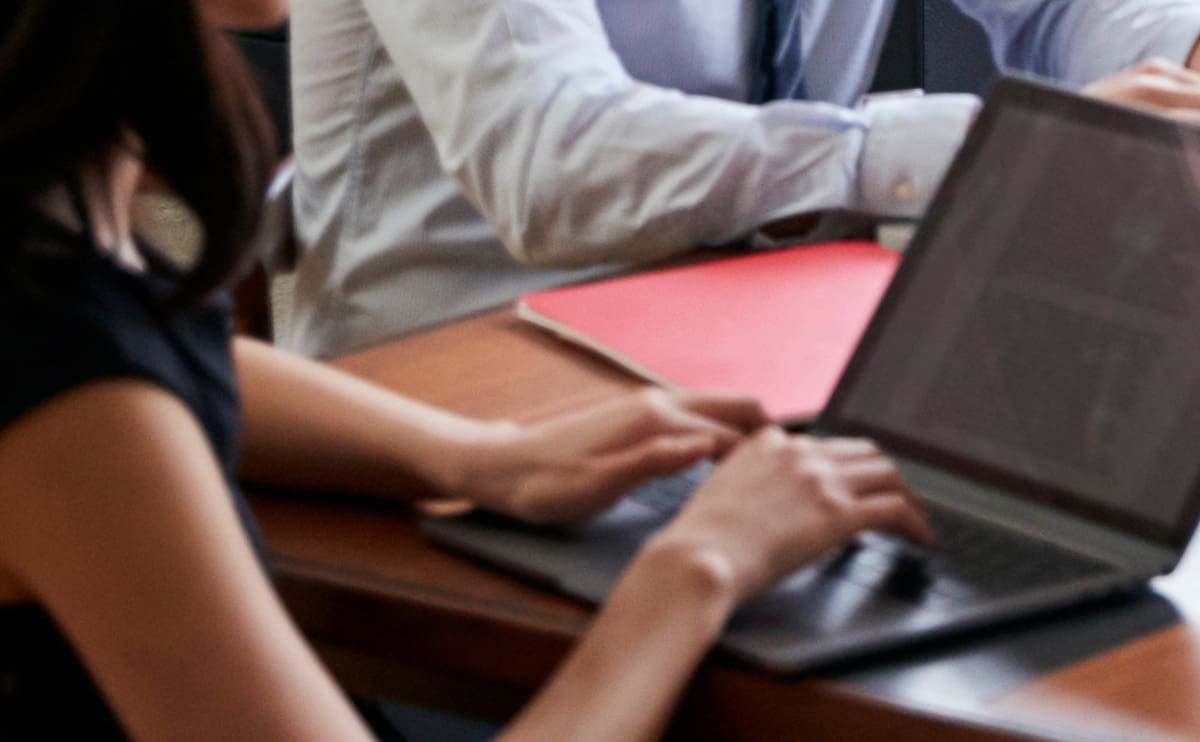 Woman working on laptop