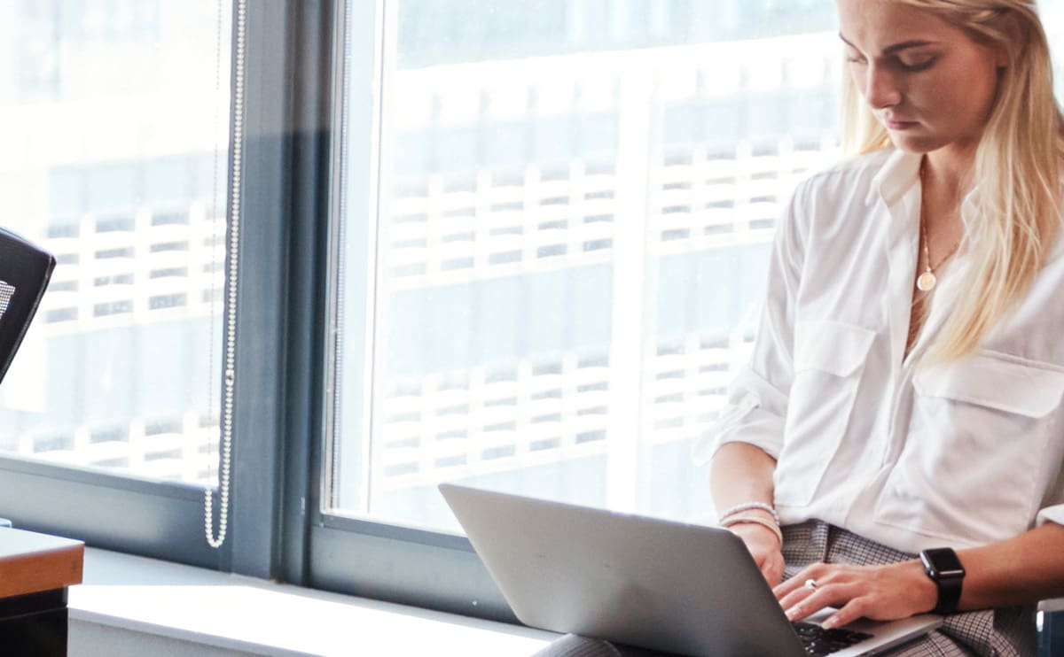 Woman working off site