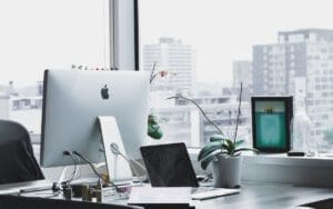 inrule decisioning - a clean office with a view of a city outside the window