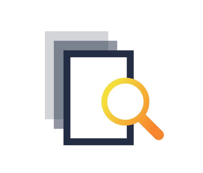 icon with a magnifying glass over a document